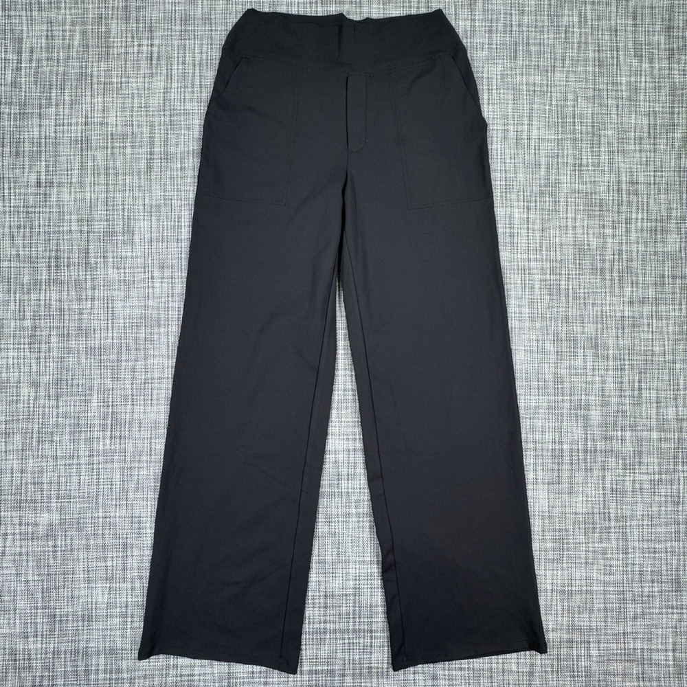 G4Free Women's Wide Leg Yoga Dress Pants Medium Black High Waist Pockets Stretch